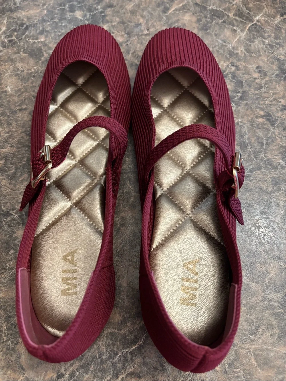 MIA Women's Burgundy Mary Jane Brita Ballet Flats. 9